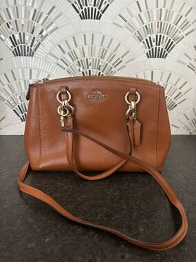 Coach small Christie carryall handbag in Saddle Brown Crossgrain Leather